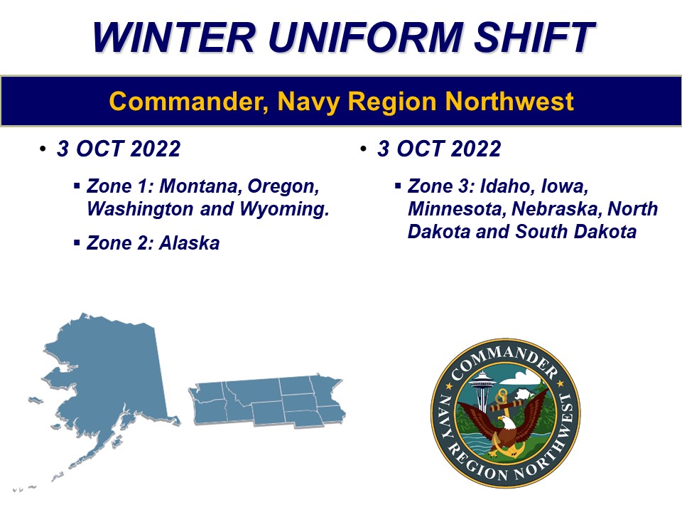 Commander, Navy Region Northwest Winter Uniform Shift
